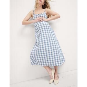 Hatch 'The Nina' Blue Crinkle Plaid  Maternity Dress Size 3